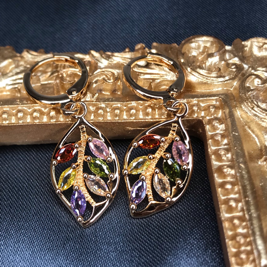 Multicolor Leaf Dangle Earrings